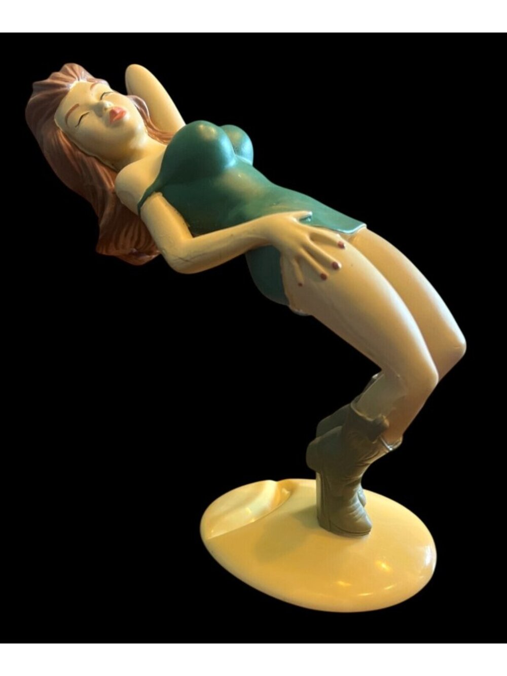 Vtg 1980s Ganz R Demars "Bottoms Up" Soda/Beer Can Holder Pin-Up Girl Figurine